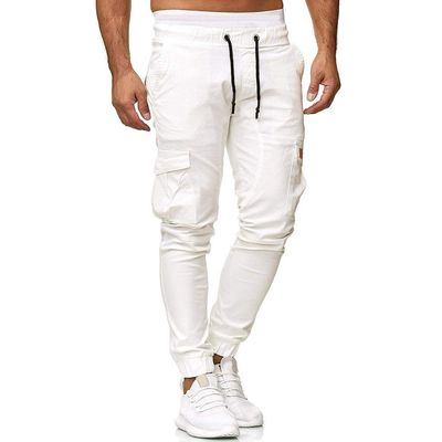 GOKKILRW Mens Chino Work Slim Fit Jogger Fashion Outdoor Cargo Hiking Pants Drawstring Athletic Workout Gym Sweatpant Trouser(White,X-Large)