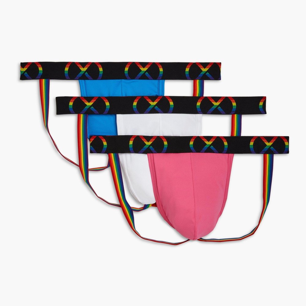 2(X)IST (X Sport Mesh Pride 3-Pack Jock Strap Electric Blue/White/Pink MD
