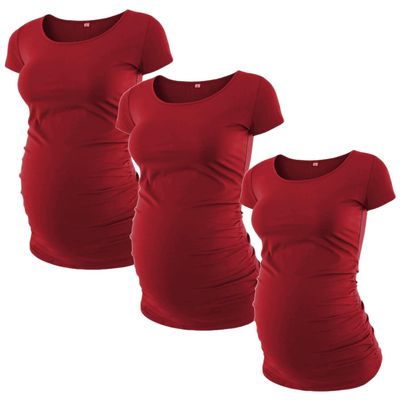 Decrum Maternity Shirts for Women - Soft Pregnancy Tops for Expecting Mom | [4BUN00182] Pack of 3, S