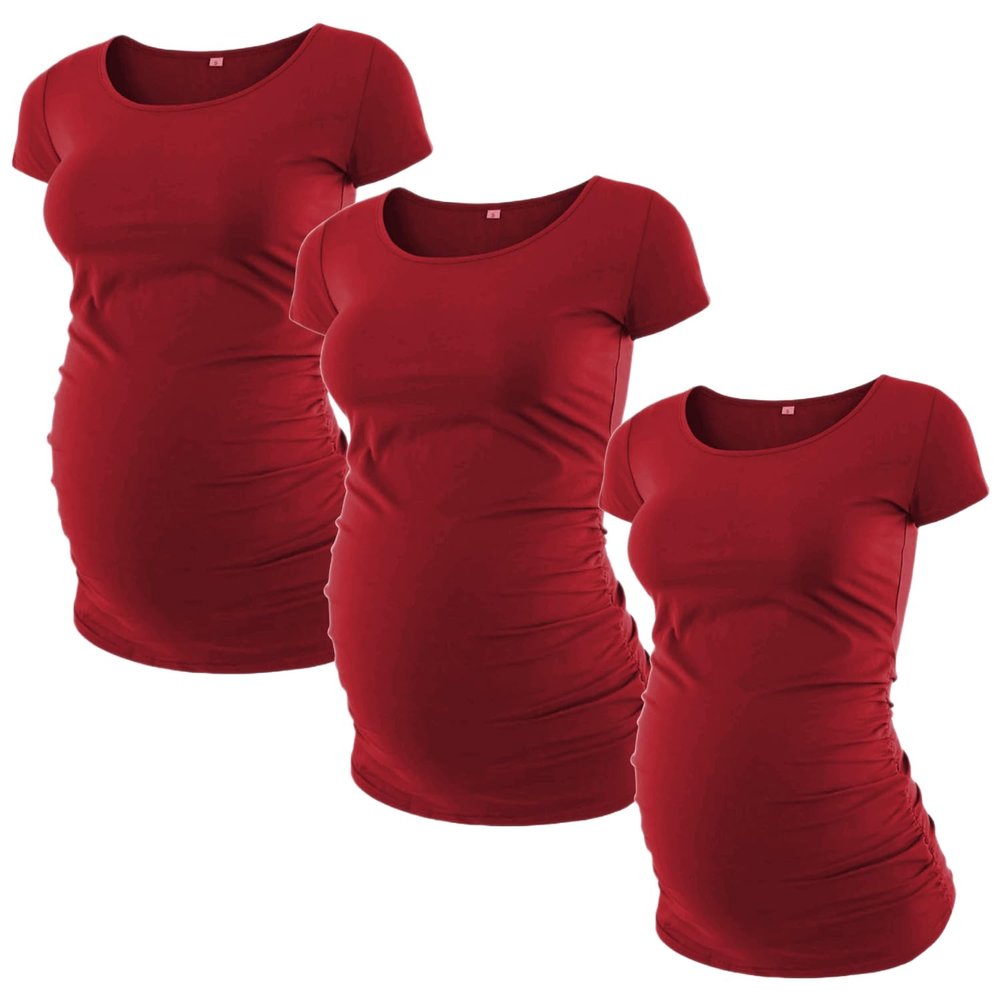 Decrum Maternity Shirts for Women - Soft Pregnancy Tops for Expecting Mom | [4BUN00182] Pack of 3, S
