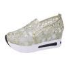 SACFOF Women's Floral Embroidery Breathable Mesh Sneakers Summer Platform Shoes Hidden Wedge High Top Walking Sneakers view 1