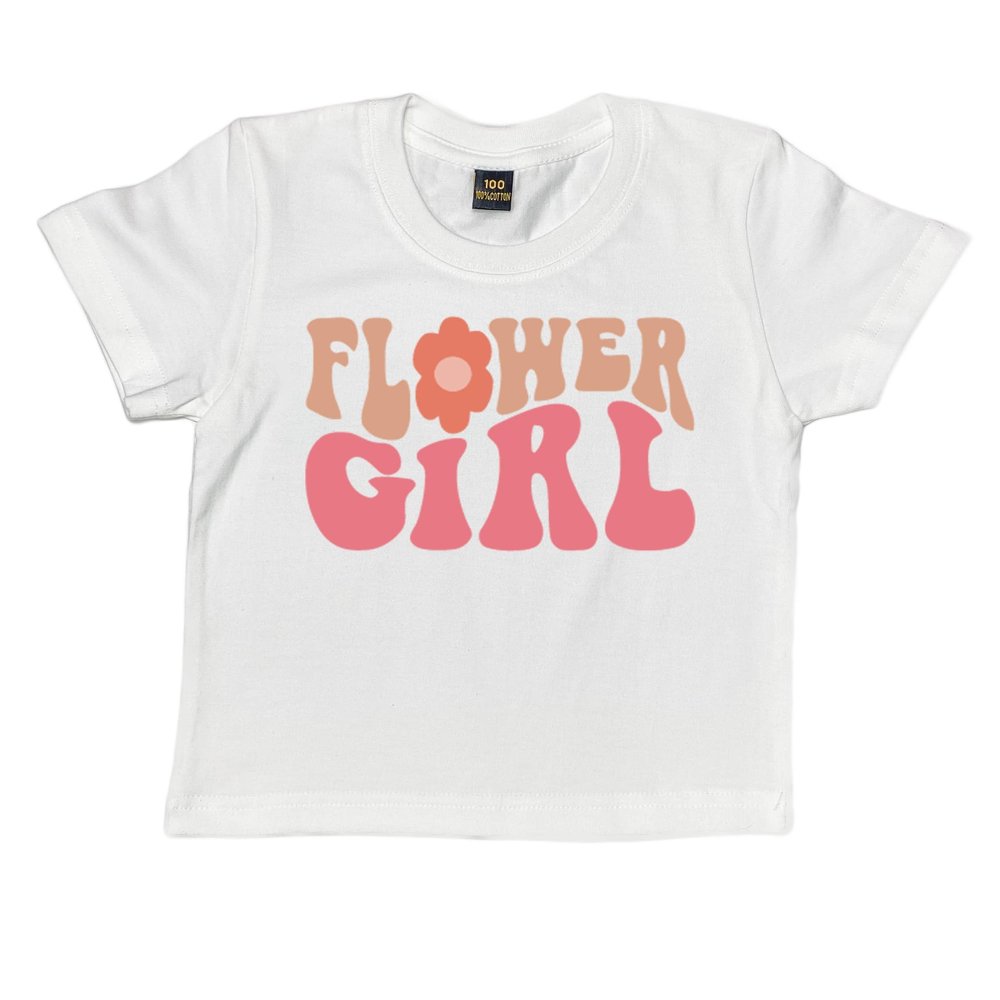 Groovy Flower Girl A Bridesmaid Proposal Flower Girl Tops for Toddler Little Girl Kids Wedding T-Shirt (4-5T, FLOWER GIRL-T Shirt)