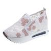 SACFOF Women's Floral Embroidery Breathable Mesh Sneakers Summer Platform Shoes Hidden Wedge High Top Walking Sneakers view 1