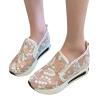 SACFOF Women's Floral Embroidery Breathable Mesh Sneakers Summer Platform Shoes Hidden Wedge High Top Walking Sneakers view 2