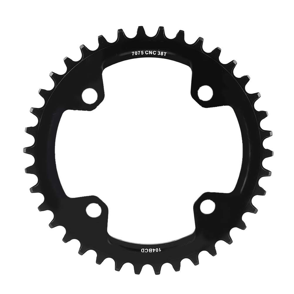 NDNCZDHC Moutain Bike Chain Ring, Chainring 104 BCD Mountain Bike Steel Single Crank Chain Ring Repair Parts for Road Bikes, Mountain Bikes(38T-Black)