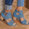 Black Wedges For Women Dressy Women's Espadrilles Sandals Ankle Strap Buckle Wedge Sandal Open Toe Studded Platform Sandals view 2