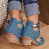 Black Wedges For Women Dressy Women's Espadrilles Sandals Ankle Strap Buckle Wedge Sandal Open Toe Studded Platform Sandals view 4