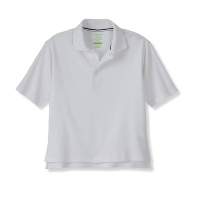 French Toast Adaptive Short Sleeve Seated Interlock Polo, White, 10-12