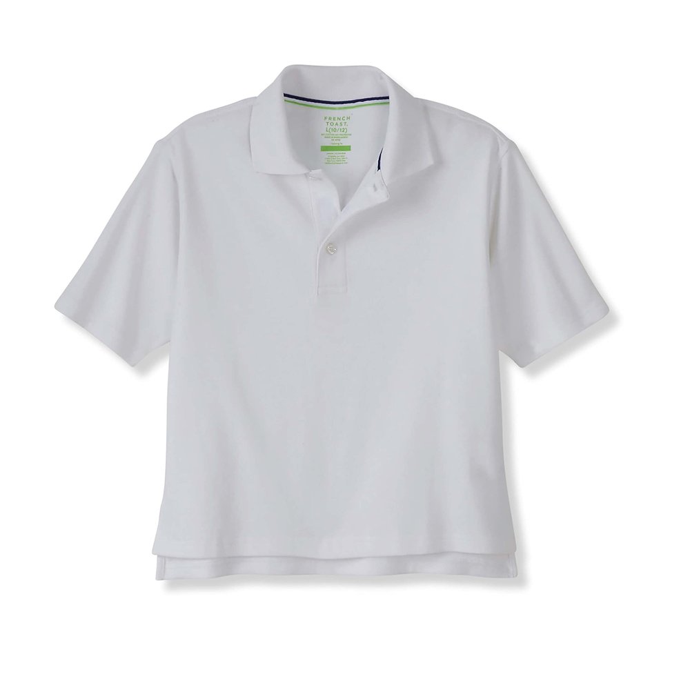 French Toast Adaptive Short Sleeve Seated Interlock Polo, White, 10-12