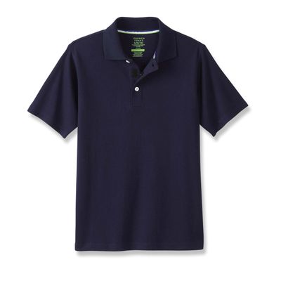 French Toast Adaptive Short Sleeve | Hook and Loop Placket Flat Seams Polo Shirt, Navy (New), 18-20