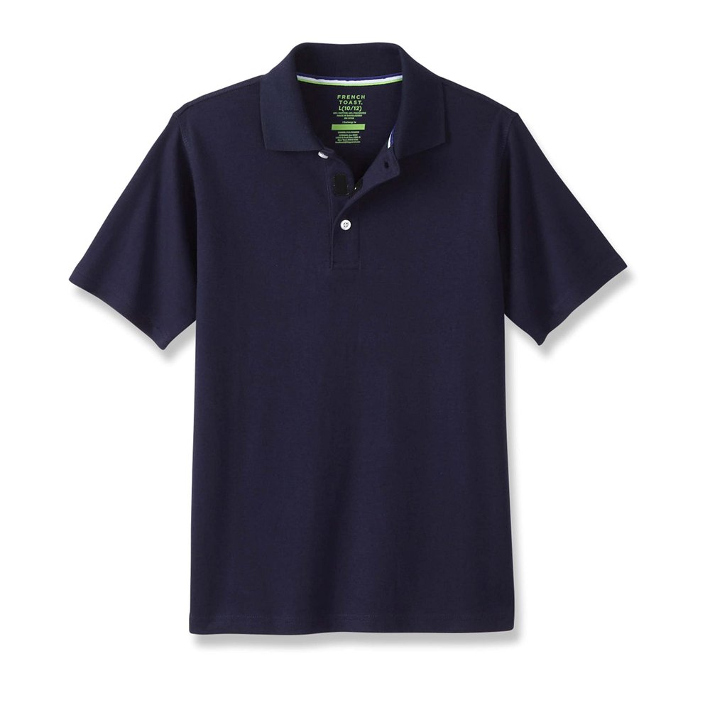 French Toast Adaptive Short Sleeve | Hook and Loop Placket Flat Seams Polo Shirt, Navy (New), 18-20
