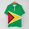 Guyana Flag Men's Polo Shirts Short Sleeve Golf T-Shirts Tops Zip Casual Sportswear M view 3