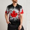 Canada Flag Men's Polo Shirts Short Sleeve Golf T-Shirts Tops Zip Casual Sportswear M view 2