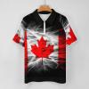 Canada Flag Men's Polo Shirts Short Sleeve Golf T-Shirts Tops Zip Casual Sportswear M view 3
