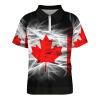 Canada Flag Men's Polo Shirts Short Sleeve Golf T-Shirts Tops Zip Casual Sportswear M view 4