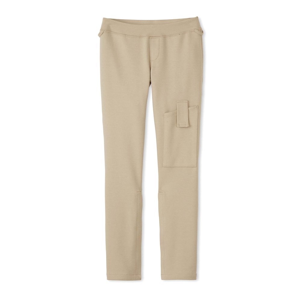 French Toast Girls Adaptive Seated Skinny Fit Stretch Ponte Pant, Khaki, 10