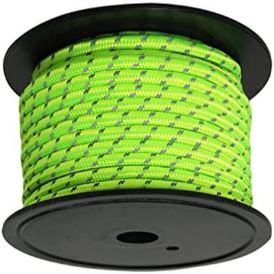 6mm Reflective Tent Rope Guylines Clothesline Towing Lines High Tensile Strength 30M (Fluorescent Green)