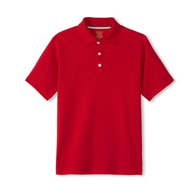 French Toast Adaptive Short Sleeve Polo Shirt | Hook and Loop Placket | Flat Seams, Red (New), X-Large(14/16)