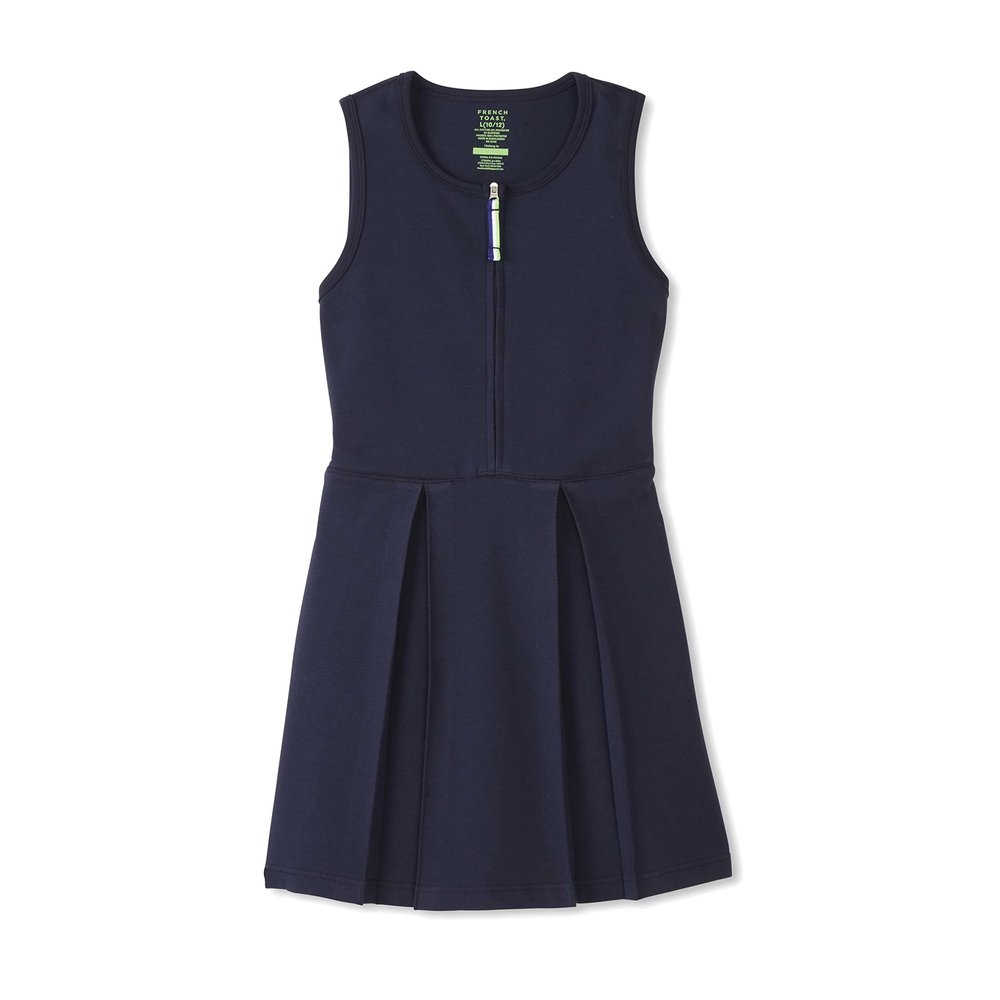 French Toast Girls Adaptive Zip Front Stretch Ponte Jumper, Navy, Small(6/6X)