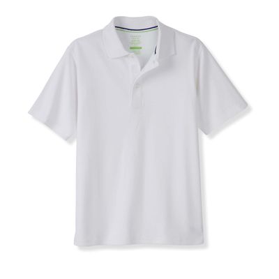 French Toast Adaptive Short Sleeve | Hook and Loop Placket Flat Seams Polo Shirt, White (New), 6-7