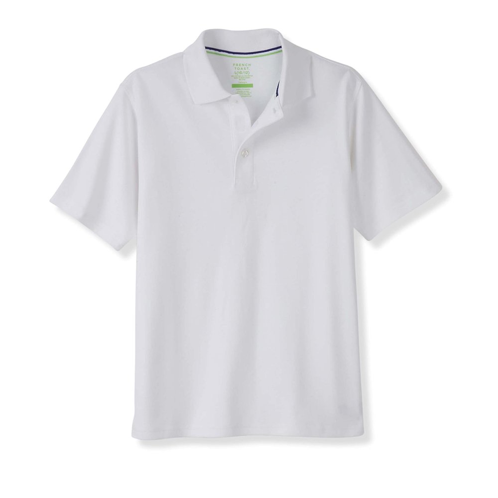 French Toast Adaptive Short Sleeve | Hook and Loop Placket Flat Seams Polo Shirt, White (New), 6-7