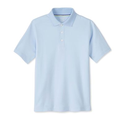 French Toast Adaptive Short Sleeve | Hook and Loop Placket Flat Seams Polo Shirt, Light Blue (New), 10-12
