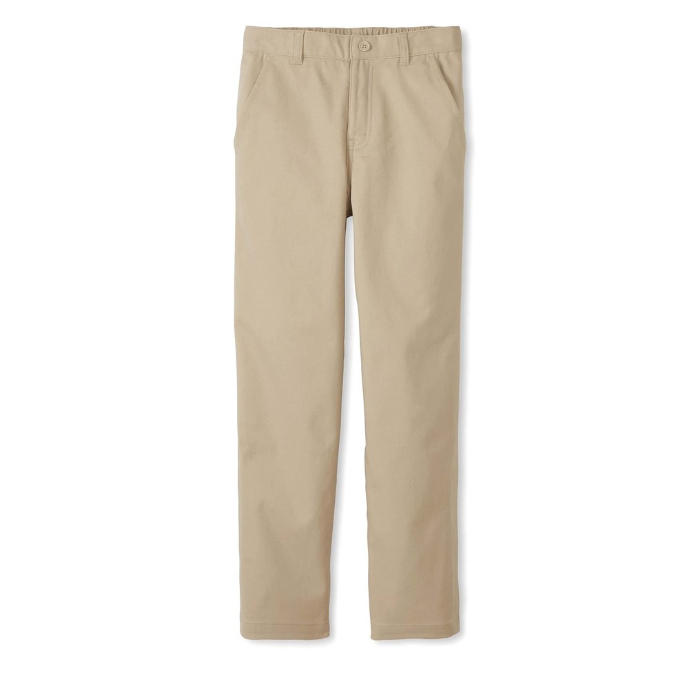 French Toast Boys Adaptive Relaxed Fit Twill Pants with Hook and Loop Closure and Pull Apart Leg Openings, Khaki (New), 10