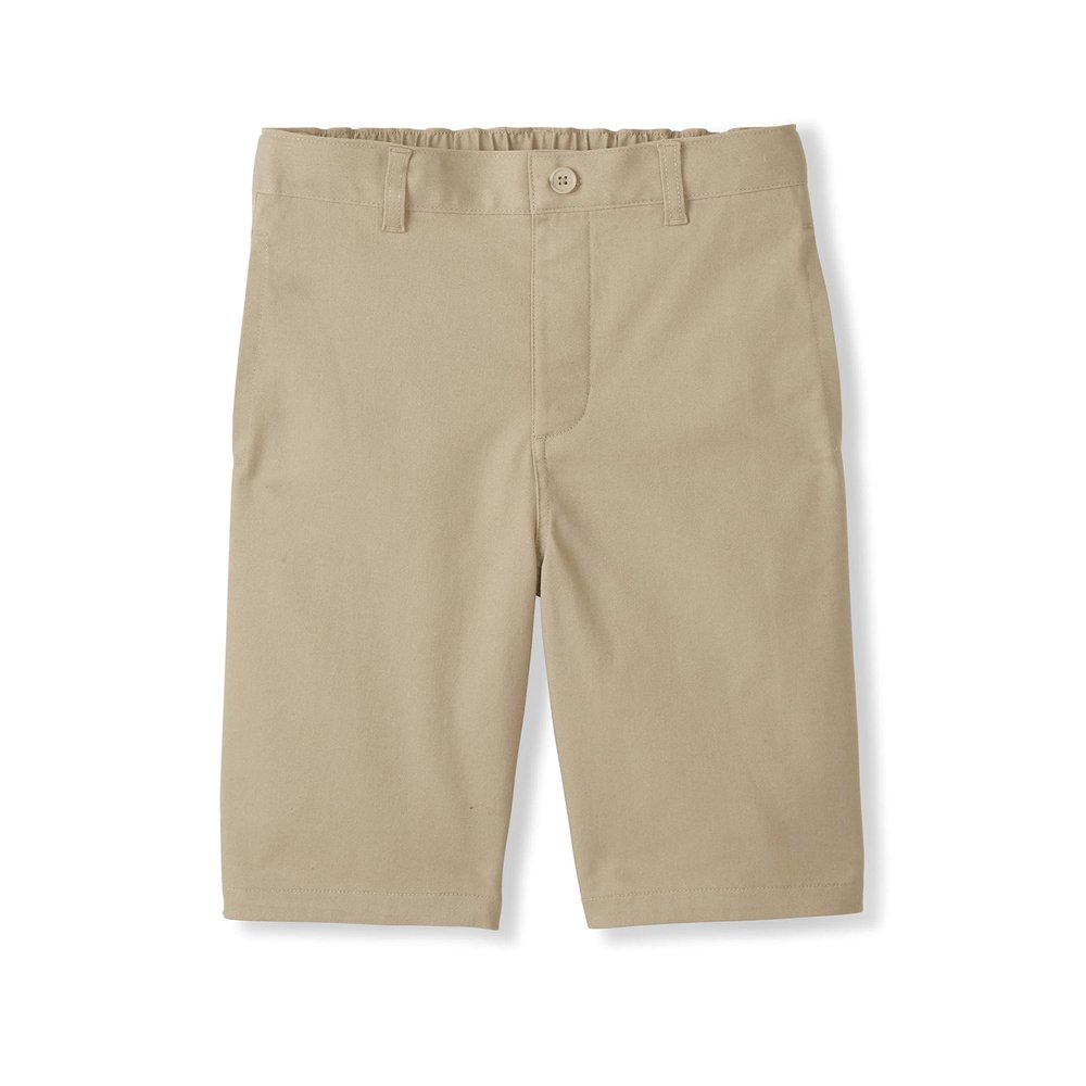 French Toast Boys Adaptive Flat Front Shorts with Hook and Loop Closure and Elastic Waist, Khaki (New), 18