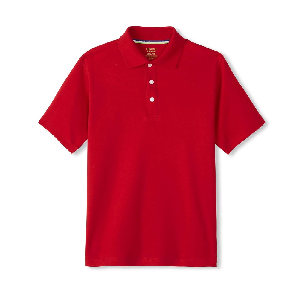 French Toast Adaptive Short Sleeve | Hook and Loop Placket Flat Seams Polo Shirt, Red (New), 8