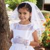 Needzo White First Communion Veil for Girls, Tulle with Satin Trim and Rhinestone Cross, 54 Inches view 2
