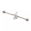 14GA 316L Stainless Steel CZ Crystal Double Pointed Cross Industrial Barbell view 2