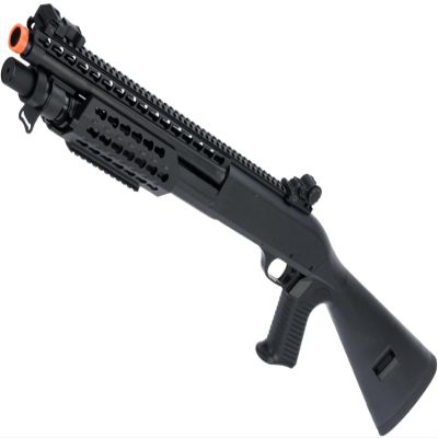 Evike Airsoft - CYMA Sport M3 3-Round Burst Multi-Airsoft Shotshell Loading Airsoft Shotgun (Model: Full Stock CQB w/Keymod/Black)