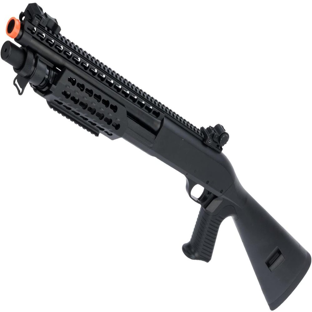 Evike Airsoft - CYMA Sport M3 3-Round Burst Multi-Airsoft Shotshell Loading Airsoft Shotgun (Model: Full Stock CQB w/Keymod/Black)