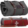 1844 Helko Werk Germany Waxed Canvas Bedroll & Swiss Army Blanket Bundle - Camping Bedroll with Leather Straps and Zipper - Waterproof Portable Bed (Blanket + Bedroll Slate Gray) #F8761SGB