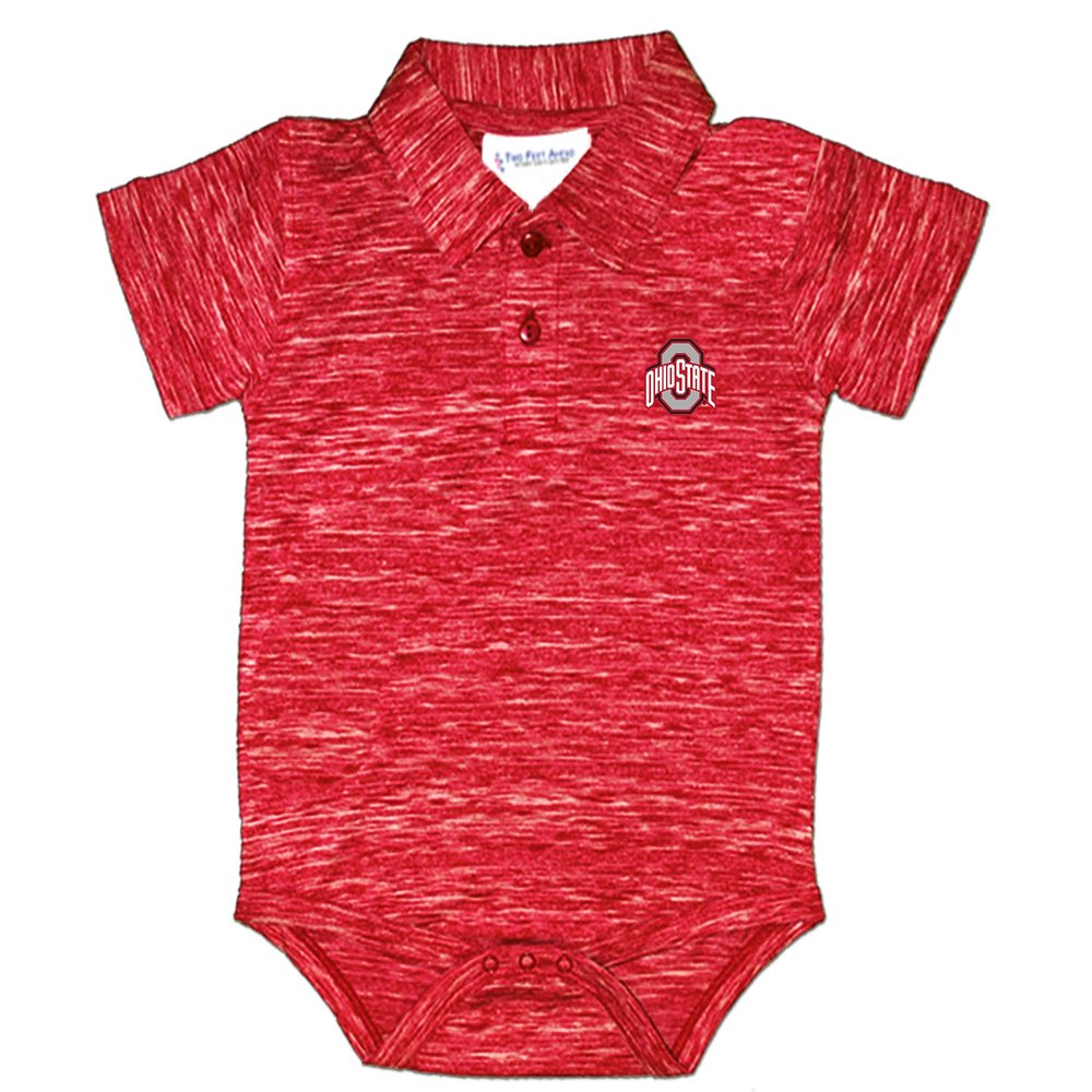 Two Feet Ahead Ohio State Buckeyes Space Dye Short Sleeve Golf Polo Baby Bodysuit Creeper Newborn Infants (Ohio State Buckeyes, 12 Months)