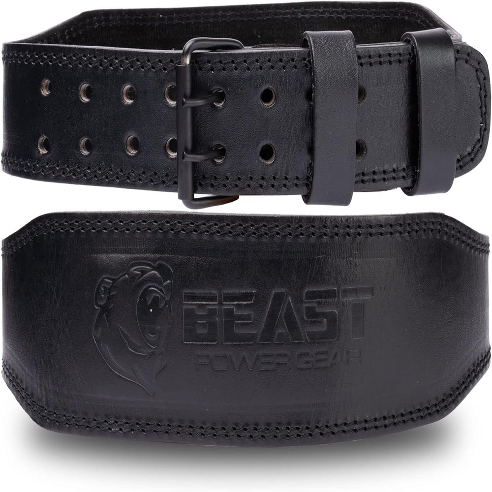 Weight Lifting Belt - 4 Genuine Leather Belts Padded Lower Back Support for Gym Bodybuilding Squat Deadlift Weightlifting Cross Strength Training Men Women Free Wrist Wrap