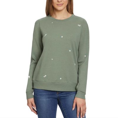 Gloria Vanderbilt Ladies Crewneck, Long Sleeve Pullover embroidered crewneck for women - Green