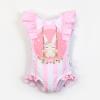 Toddler Girl's Cartoon Rabbit Swimsuit Girl Summer Sleeveless Ruffled Lace Swimsuit 2 PCS Suit (A, 6-7 Years) view 2