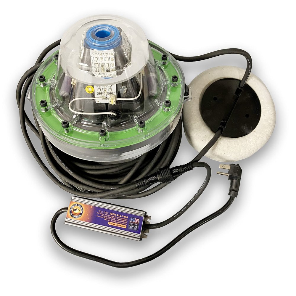 Apollo Iris Underwater LED Lighting System, Underwater Dock Light, Fish Light, 16000 Lumens (Blue/Green (Center/Outer), 40 Foot Power Cord)