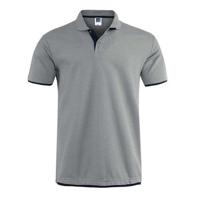 Dninmim Men's 3 Button Casual Work Short Sleeve T-Shirt Summer Outdoor Cotton Casual Golf Shirts Gray-Navy