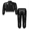 Loodgao Kids Boys Girls Jazz Hip Hop Dance Costumes Shiny Leather Jacket Sweatshirt with Sweatpants Set Black 6 Years view 2