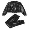Loodgao Kids Boys Girls Jazz Hip Hop Dance Costumes Shiny Leather Jacket Sweatshirt with Sweatpants Set Black 6 Years view 3