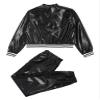 Loodgao Kids Boys Girls Jazz Hip Hop Dance Costumes Shiny Leather Jacket Sweatshirt with Sweatpants Set Black 6 Years view 4