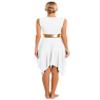 YEAHDOR Women's Asymmetrical Liturgical Praise Dance Dress Sleeveless Color Block Robe Dress Worship Lyrical Dancewear White Medium view 2