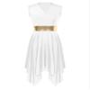 YEAHDOR Women's Asymmetrical Liturgical Praise Dance Dress Sleeveless Color Block Robe Dress Worship Lyrical Dancewear White Medium view 3