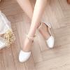 Girls Mary Jane Dress Shoes Pumps Low Heels Flower Party High School Prom Sandals Grils Dress Shoes Water Shoes for Boys (White, 13 Little Child) view 2