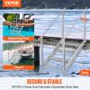 VEVOR Dock Stairs 4 Steps, 500lbs Load Pool Steps, Adjustable Height Aluminum Dock Ladders, Pontoon Boat Ladder with Handrails & Widen Nonslip Pedals for Lake/Pool/Marine Boarding/RV/House view 2