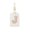 CHOIEO Initial Luggage Tag, PU Leather, Embroidered, Letter, Monogrammed, Luggage Tag for Baggage Bag Suitcase (J, White Leather+Pink Letter) view 1