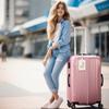 CHOIEO Initial Luggage Tag, PU Leather, Embroidered, Letter, Monogrammed, Luggage Tag for Baggage Bag Suitcase (J, White Leather+Pink Letter) view 3