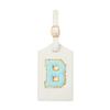 Embroidered Luggage Tag  Initial Bag Tag for Suitcase, Backpack, Carry-On, Duffel  Faux Leather Travel Accessory, Name Identifier, ID Label for Travel Bags (B, White Leather+Blue Letter) view 1